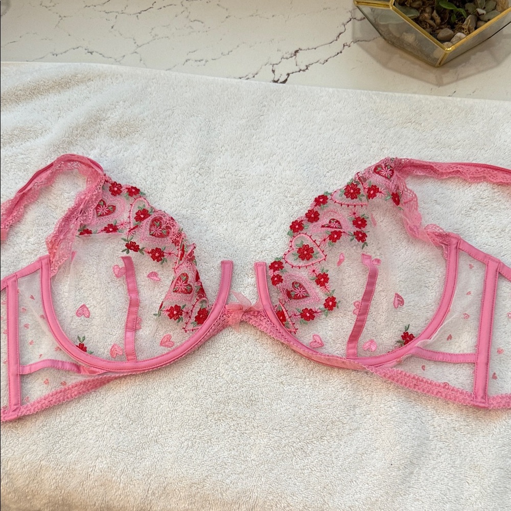 Victoria's Secret Pink Sheer Embroidered Bra